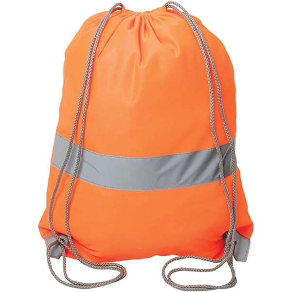 Hi Viz Cinch Bag Reflective Tape Safety Drawstring Backpack - Hi Viz Cinch Bag Reflective Tape Safety Drawstring Backpack - Image 2 of 2