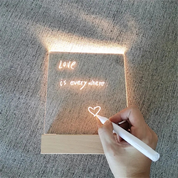 Dry Erase Memo Desk Board with LED Wooden Stand - Dry Erase Memo Desk Board with LED Wooden Stand - Image 1 of 5