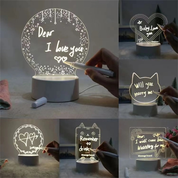 Dry Erase Memo Desk Board with LED Wooden Stand - Dry Erase Memo Desk Board with LED Wooden Stand - Image 4 of 5