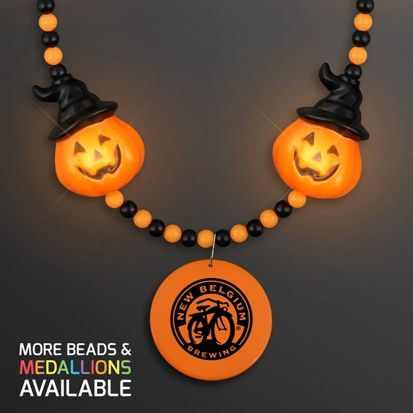 LED Hocus Pocus Pumpkins Beads with Medallion - LED Hocus Pocus Pumpkins Beads with Medallion - Image 0 of 4
