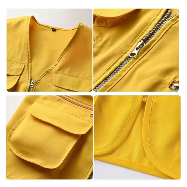 Multi-Pocket Volunteer Work Staff Vest with Zipper - Multi-Pocket Volunteer Work Staff Vest with Zipper - Image 3 of 3