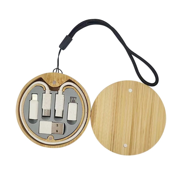 Wood Round Multi USB Charging Adapter Cable Kit - Wood Round Multi USB Charging Adapter Cable Kit - Image 4 of 5