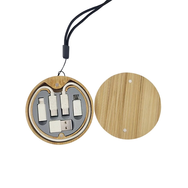 Wood Round Multi USB Charging Adapter Cable Kit - Wood Round Multi USB Charging Adapter Cable Kit - Image 5 of 5