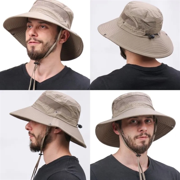 Breathable Wide Brim Bucket UPF50+ Sun Fishing Hat - Breathable Wide Brim Bucket UPF50+ Sun Fishing Hat - Image 1 of 4