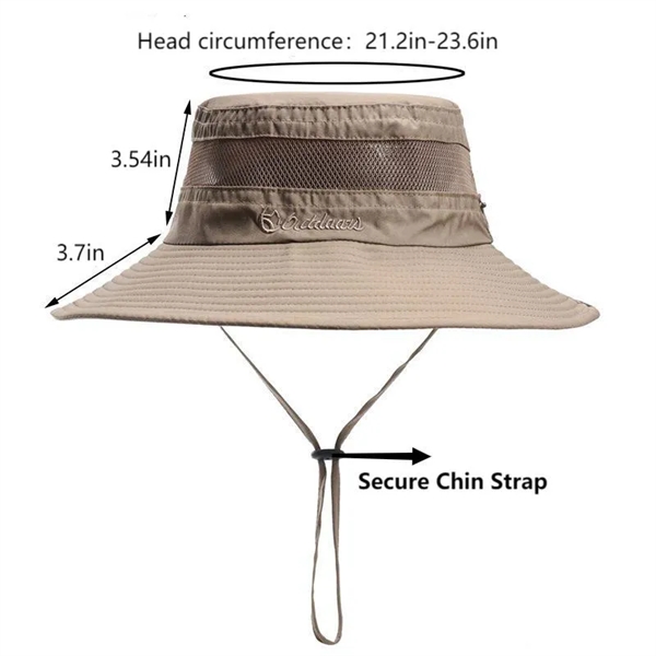 Breathable Wide Brim Bucket UPF50+ Sun Fishing Hat - Breathable Wide Brim Bucket UPF50+ Sun Fishing Hat - Image 4 of 4