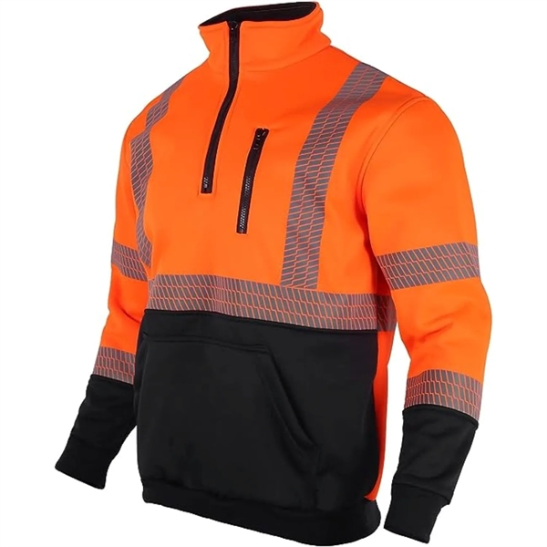 Segmented Tape Color Block Hi Vis Class 3 Safety 1/4 Zipper - Segmented Tape Color Block Hi Vis Class 3 Safety 1/4 Zipper - Image 7 of 7