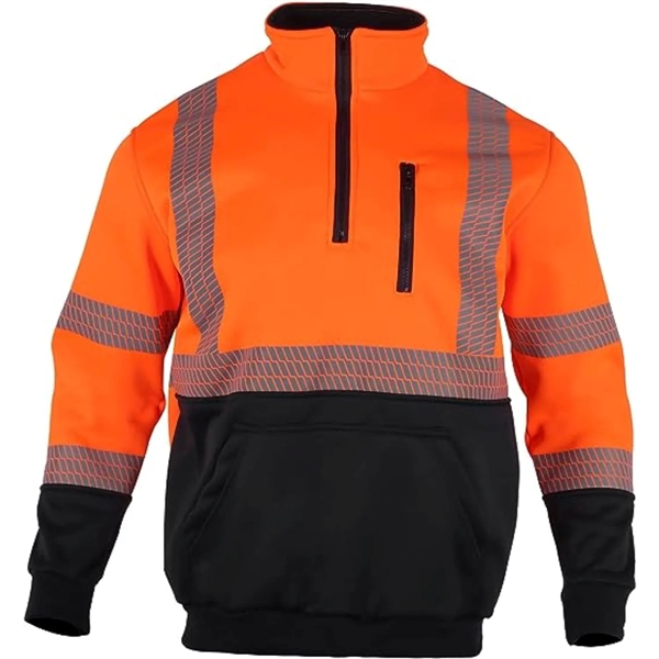 Segmented Tape Color Block Hi Vis Class 3 Safety 1/4 Zipper - Segmented Tape Color Block Hi Vis Class 3 Safety 1/4 Zipper - Image 1 of 7