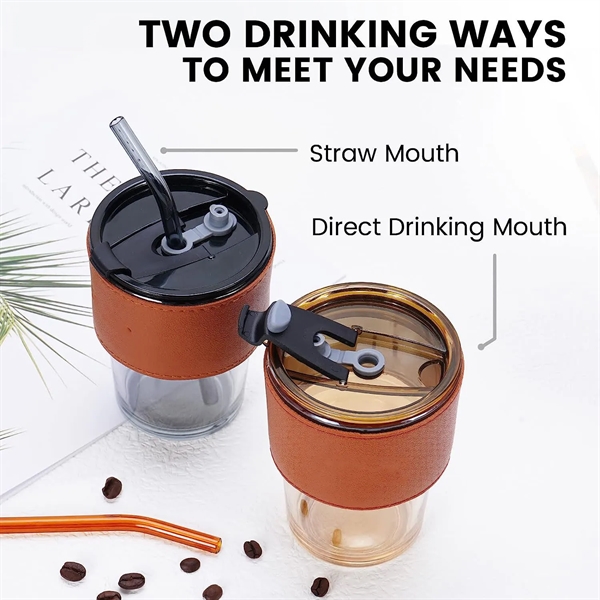 Leather Sleeve Straw Glasses Tumbler Cup - Leather Sleeve Straw Glasses Tumbler Cup - Image 3 of 5