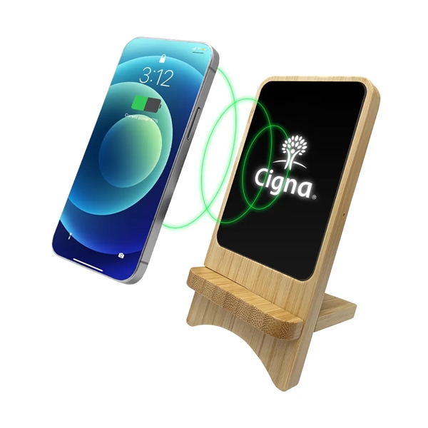 Aurora  Light-up Bamboo Wireless Charger Stand - Aurora  Light-up Bamboo Wireless Charger Stand - Image 0 of 8