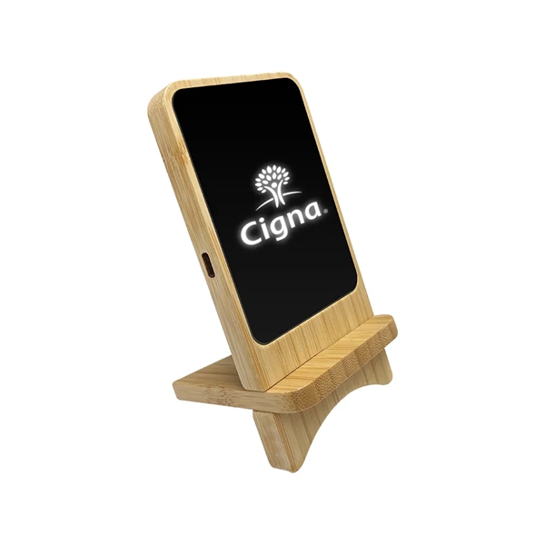 Aurora  Light-up Bamboo Wireless Charger Stand - Aurora  Light-up Bamboo Wireless Charger Stand - Image 1 of 8