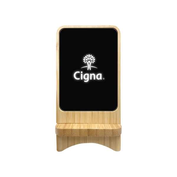 Aurora  Light-up Bamboo Wireless Charger Stand - Aurora  Light-up Bamboo Wireless Charger Stand - Image 2 of 8