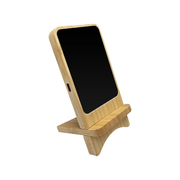 Aurora  Light-up Bamboo Wireless Charger Stand - Aurora  Light-up Bamboo Wireless Charger Stand - Image 5 of 8