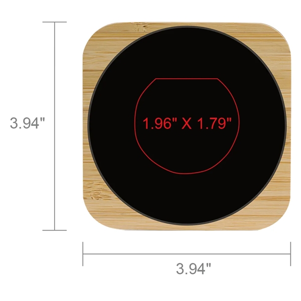 Naperville Light-up Bamboo Wireless Charger Square 15W - Naperville Light-up Bamboo Wireless Charger Square 15W - Image 10 of 10