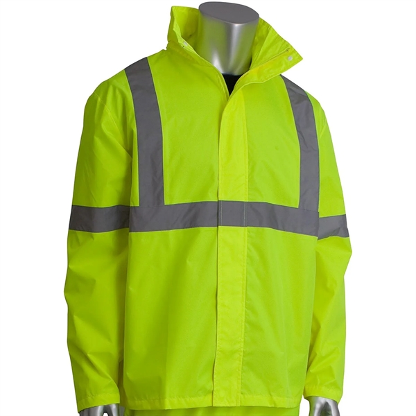 Reflective Tape Hi Vis Class 3 Waterproof Safety Rain Jacket - Reflective Tape Hi Vis Class 3 Waterproof Safety Rain Jacket - Image 0 of 7