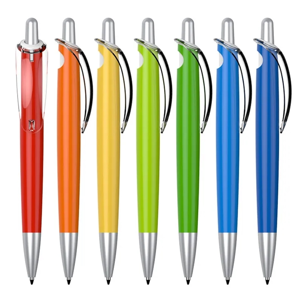 Colorful Plastic Retractable Click Ballpoint Pen with Clip - Colorful Plastic Retractable Click Ballpoint Pen with Clip - Image 0 of 3