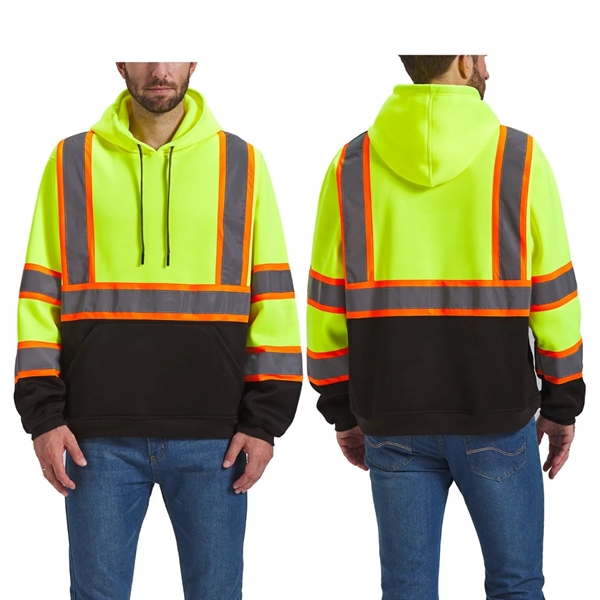Hi Viz Class 3 Two Tone Color Block Reflective Safety Hoodie - Hi Viz Class 3 Two Tone Color Block Reflective Safety Hoodie - Image 0 of 3