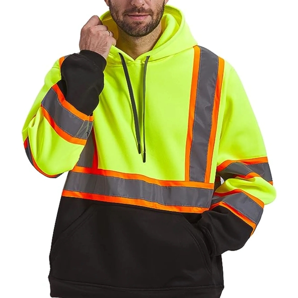 Hi Viz Class 3 Two Tone Color Block Reflective Safety Hoodie - Hi Viz Class 3 Two Tone Color Block Reflective Safety Hoodie - Image 1 of 3