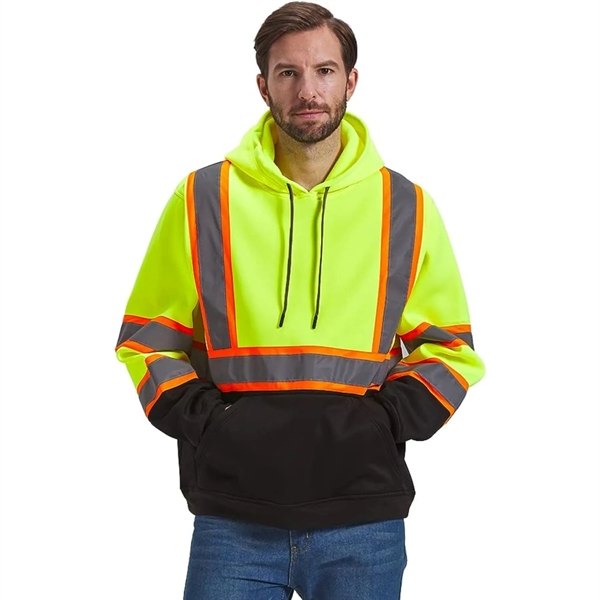 Hi Viz Class 3 Two Tone Color Block Reflective Safety Hoodie - Hi Viz Class 3 Two Tone Color Block Reflective Safety Hoodie - Image 3 of 3