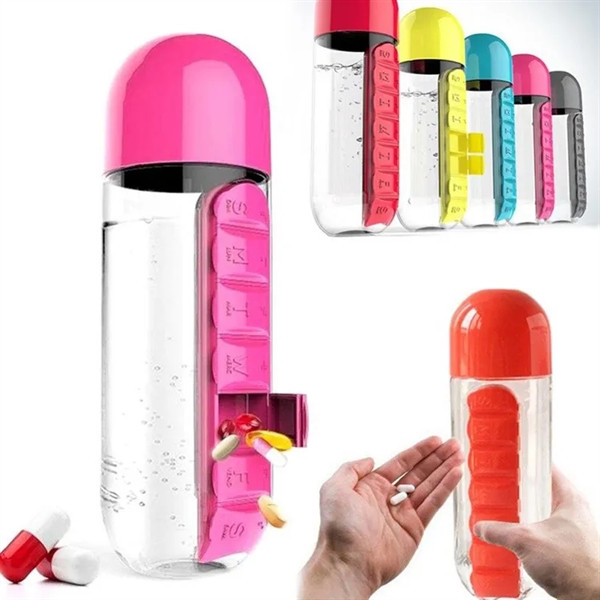 2-in1 Sport Water Bottle Built-in 7 Daily Pill Box - 2-in1 Sport Water Bottle Built-in 7 Daily Pill Box - Image 4 of 4