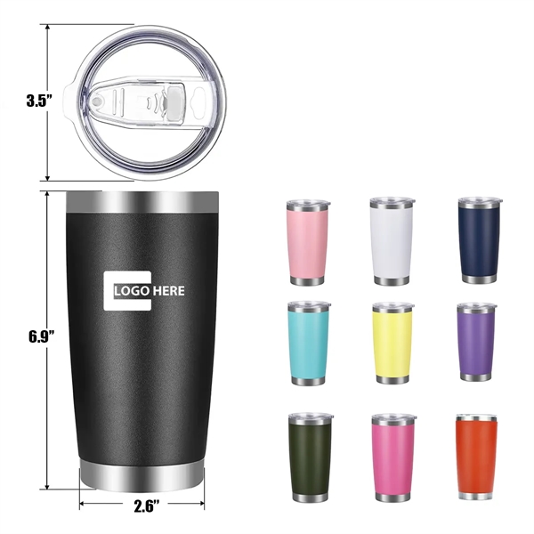 20 oz. Vacuum Powder-Coated Travel Tumbler w/ Custom Imprint - 20 oz. Vacuum Powder-Coated Travel Tumbler w/ Custom Imprint - Image 0 of 1