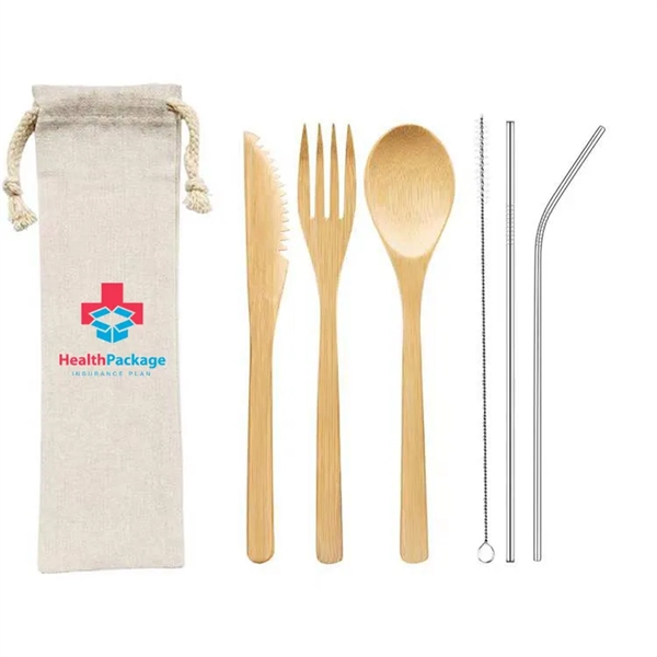 Biodegradable Bamboo Cutlery Set With Jute Bag - Biodegradable Bamboo Cutlery Set With Jute Bag - Image 0 of 0