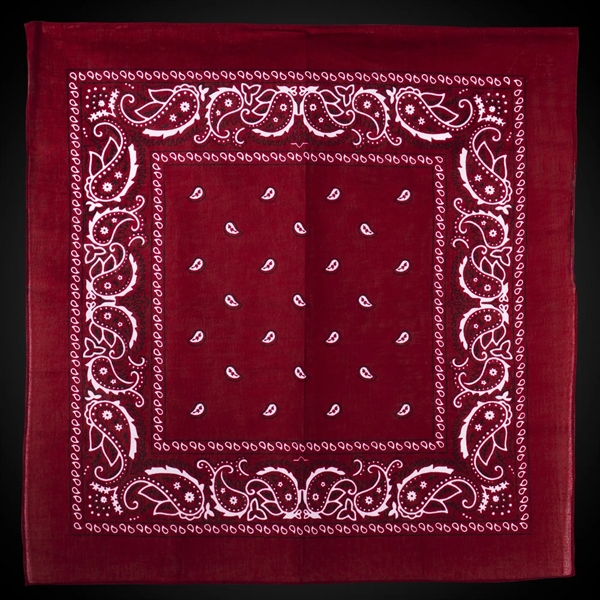 Burgundy 22" x 22" Cotton Paisley Bandanas - Burgundy 22" x 22" Cotton Paisley Bandanas - Image 2 of 4