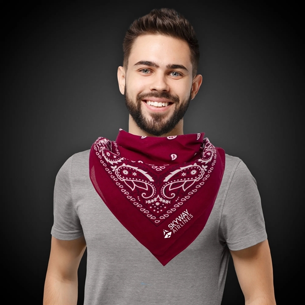 Burgundy 22" x 22" Cotton Paisley Bandanas - Burgundy 22" x 22" Cotton Paisley Bandanas - Image 3 of 4