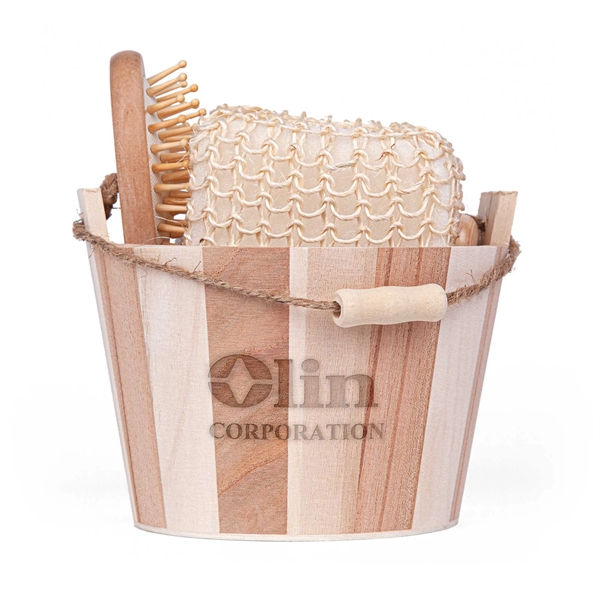 Bamboo Bucket Bath and Massage Set -  5pcs - Bamboo Bucket Bath and Massage Set -  5pcs - Image 1 of 4