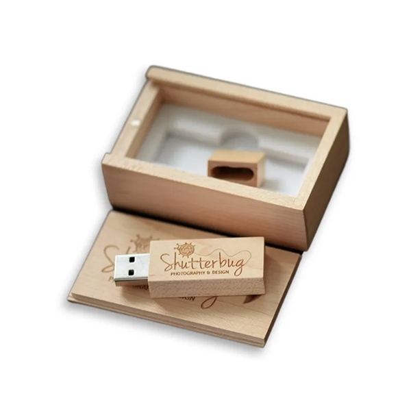 Rectangle Wood USB Drive in Personalized Wooden Gift Box - Rectangle Wood USB Drive in Personalized Wooden Gift Box - Image 2 of 6