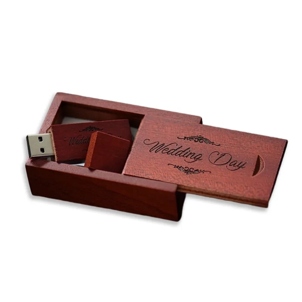 Rectangle Wood USB Drive in Personalized Wooden Gift Box - Rectangle Wood USB Drive in Personalized Wooden Gift Box - Image 3 of 6