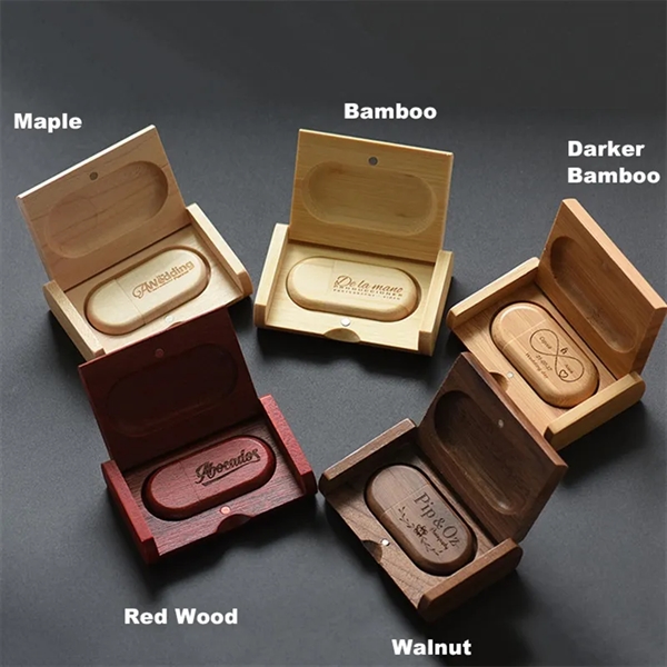 Oval Wood USB with Flip Top Box - Oval Wood USB with Flip Top Box - Image 1 of 3