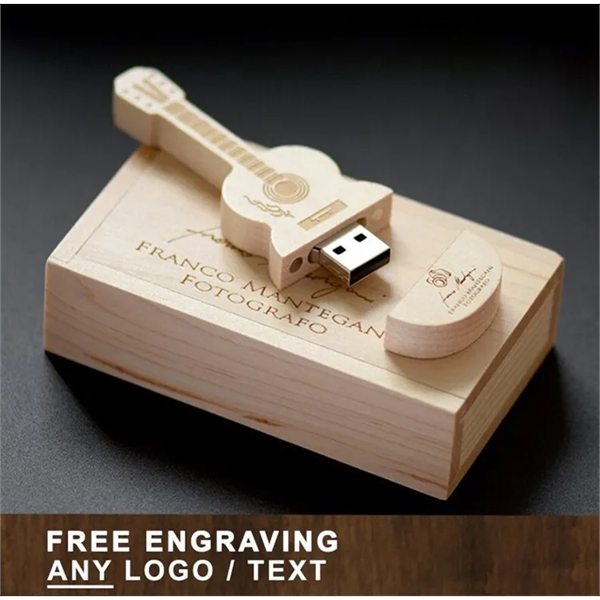 Custom Wooden Guitar USB with Box - Custom Wooden Guitar USB with Box - Image 0 of 5