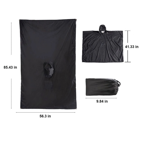 Hooded Rain Poncho With Pocket - Hooded Rain Poncho With Pocket - Image 1 of 7