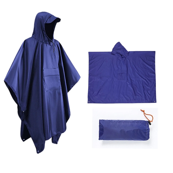 Hooded Rain Poncho With Pocket - Hooded Rain Poncho With Pocket - Image 5 of 7