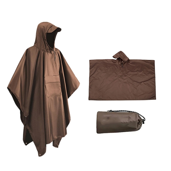 Hooded Rain Poncho With Pocket - Hooded Rain Poncho With Pocket - Image 6 of 7