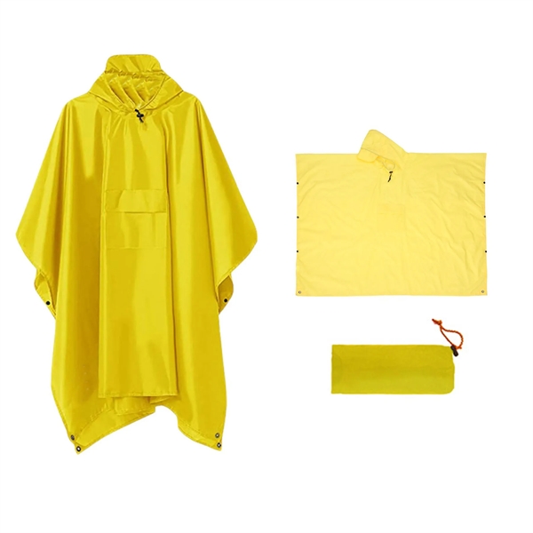 Hooded Rain Poncho With Pocket - Hooded Rain Poncho With Pocket - Image 7 of 7