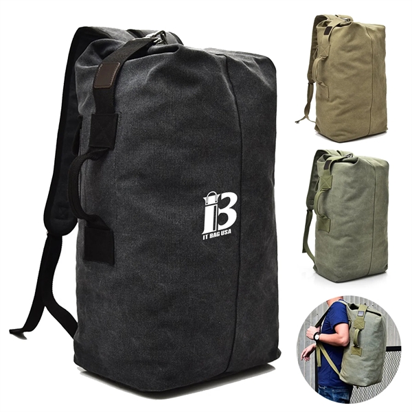 Duffel Bag Top Load Double Strap Canvas Backpack - Duffel Bag Top Load Double Strap Canvas Backpack - Image 0 of 8