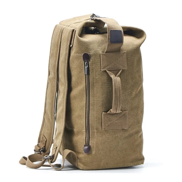 Duffel Bag Top Load Double Strap Canvas Backpack - Duffel Bag Top Load Double Strap Canvas Backpack - Image 5 of 8