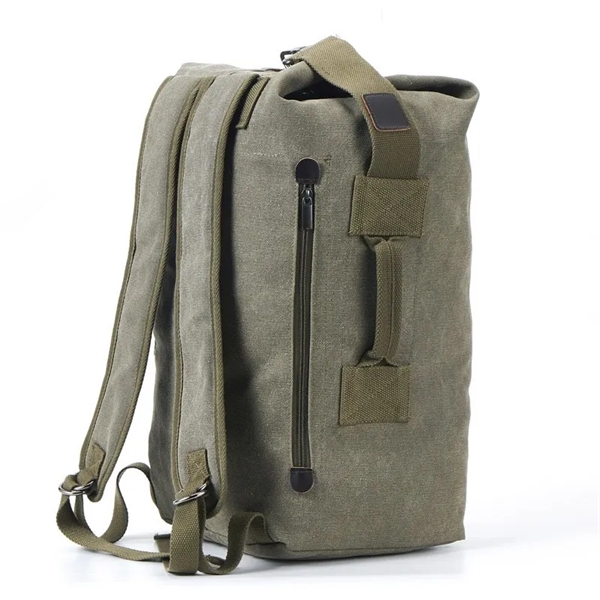 Duffel Bag Top Load Double Strap Canvas Backpack - Duffel Bag Top Load Double Strap Canvas Backpack - Image 7 of 8