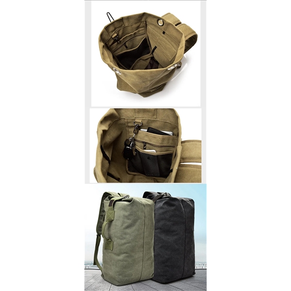 Duffel Bag Top Load Double Strap Canvas Backpack - Duffel Bag Top Load Double Strap Canvas Backpack - Image 8 of 8