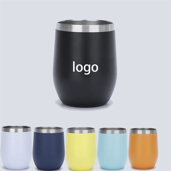 12 OZ Egg Shape Stainless Steel Wine Tumbler  With Transpare - 12 OZ Egg Shape Stainless Steel Wine Tumbler  With Transpare - Image 0 of 3