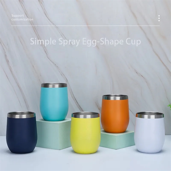 12 OZ Egg Shape Stainless Steel Wine Tumbler  With Transpare - 12 OZ Egg Shape Stainless Steel Wine Tumbler  With Transpare - Image 1 of 3
