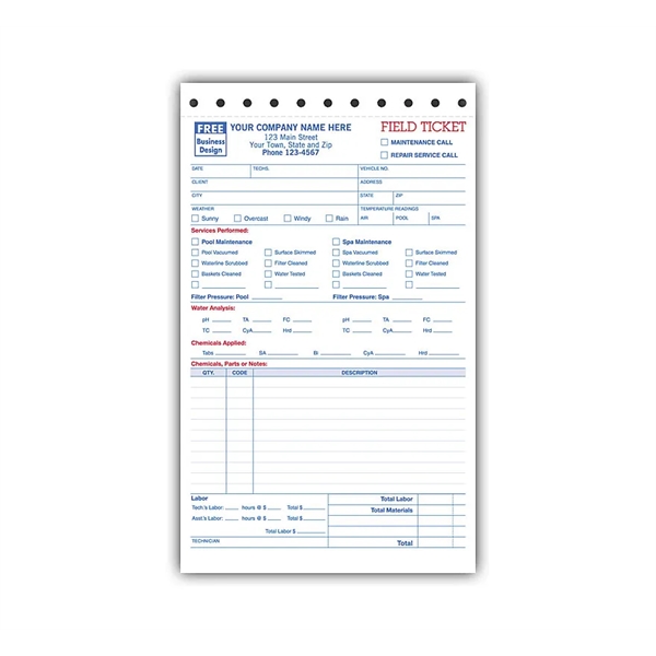 Pool - Spa Field Ticket Forms - Pool - Spa Field Ticket Forms - Image 0 of 0
