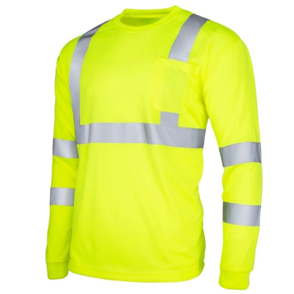 Hi Viz Class 3 170gsm Cotton Knitted Safety Pocket T-Shirt - Hi Viz Class 3 170gsm Cotton Knitted Safety Pocket T-Shirt - Image 1 of 7