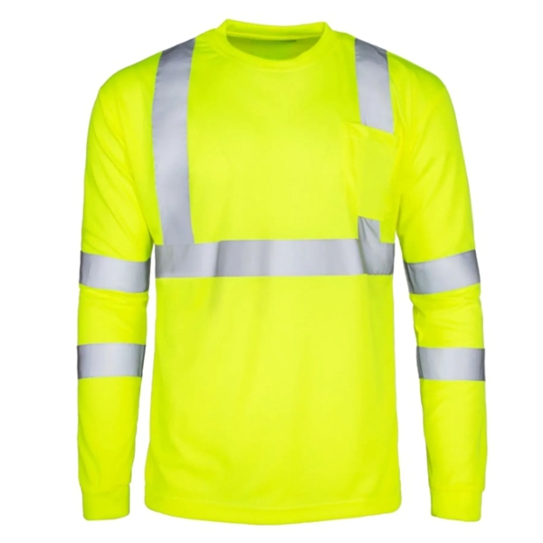 Hi Viz Class 3 170gsm Cotton Knitted Safety Pocket T-Shirt - Hi Viz Class 3 170gsm Cotton Knitted Safety Pocket T-Shirt - Image 2 of 7