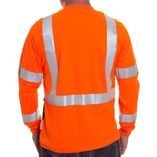 Hi Viz 170gsm Cotton Knitted Class 3 Safety Pocket T-Shirt - Hi Viz 170gsm Cotton Knitted Class 3 Safety Pocket T-Shirt - Image 2 of 5