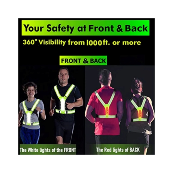 LED Cross Belt Adjustable Reflective Safety Running Hi Vis - LED Cross Belt Adjustable Reflective Safety Running Hi Vis - Image 2 of 3