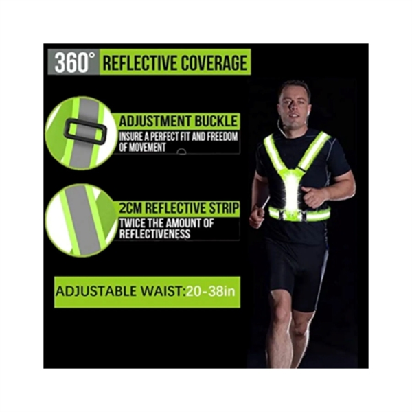 LED Cross Belt Adjustable Reflective Safety Running Hi Vis - LED Cross Belt Adjustable Reflective Safety Running Hi Vis - Image 3 of 3