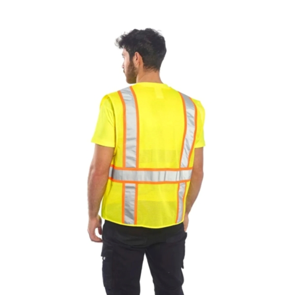 Hi Viz Two Tone Reflective Contrast Mesh Safety Vest - Hi Viz Two Tone Reflective Contrast Mesh Safety Vest - Image 1 of 4
