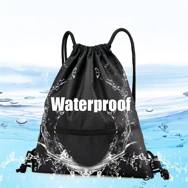 Waterproof Drawstring Backpack Sports Gym Bag - Waterproof Drawstring Backpack Sports Gym Bag - Image 1 of 2